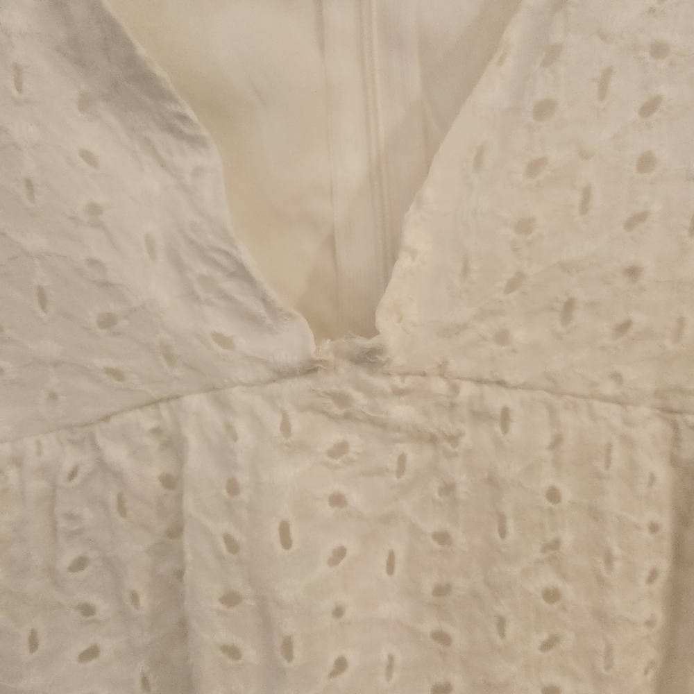 White Eyelet Sleeveless Sun Dress With Built In Shorts And Pockets - Picture 3 of 11